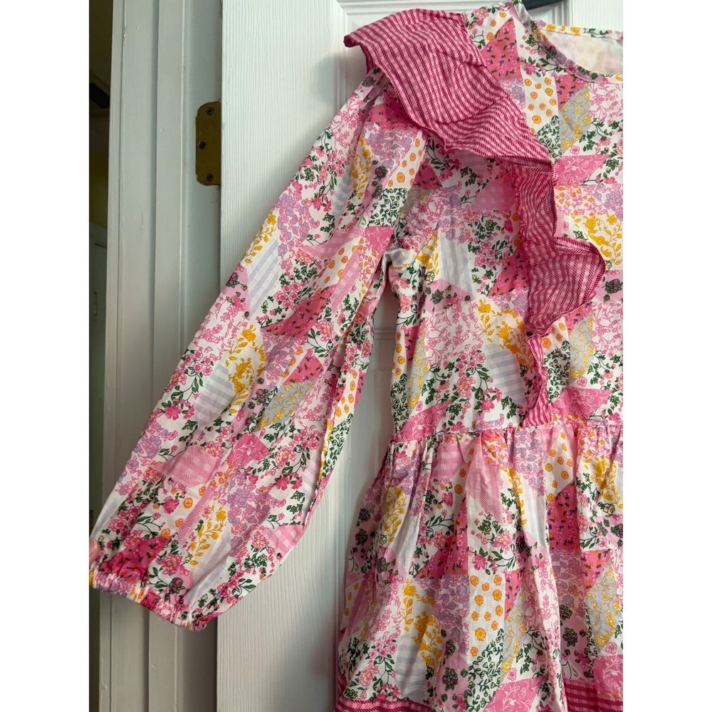 New Simply Southern Pink Patchwork Tiered Ruffle Maxi Dress Sz Small Praire - Picture 3 of 10